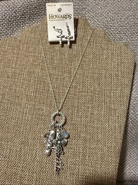 Cross Walk by Faith Silver-Tone Charm Necklace and Earrings